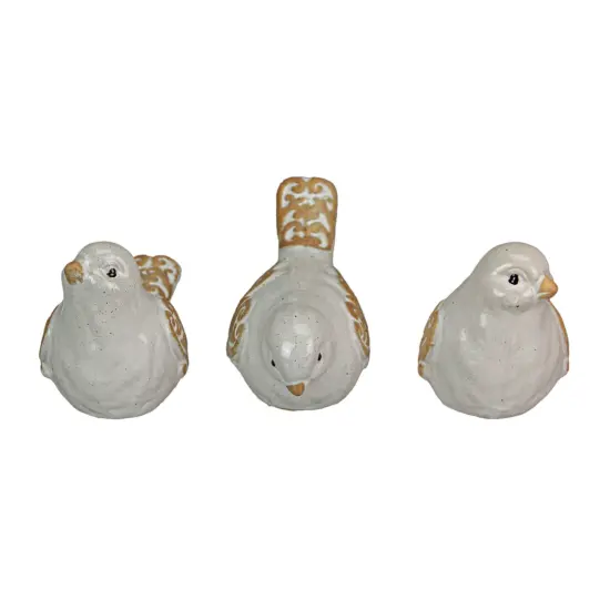 5 Inch Ceramic Bird Figurine Farmhouse Art Home Decor Shelf Sculpture Set of 3 {3}
