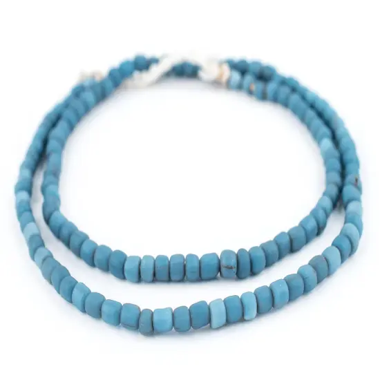 The Bead Chest Indonesian Glass Beads, Small Java Bali 4mm Spacers Jewelry Making Supplies for Necklaces, Bracelets, DIY Crafts (Dark Denim) {3}