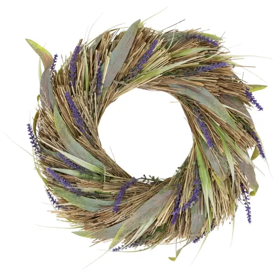 Northlight Artificial Grass and Lavender Spring Wreath - 14" Green {1}