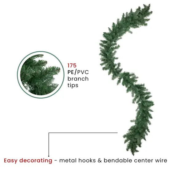 Northlight Real Touch&trade;️ Mixed Eden Pine Artificial Christmas Garland - Unlit -9' x 12" Green {4}