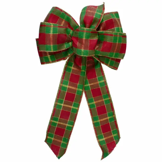 Northlight Plaid 6-Loop Christmas Bow Decoration - 9" x 14" - Red and Green {1}
