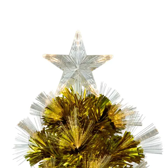 Northlight 3' Pre-Lit Gold Fiber Optic Artificial Christmas Tree, White Lights {5}