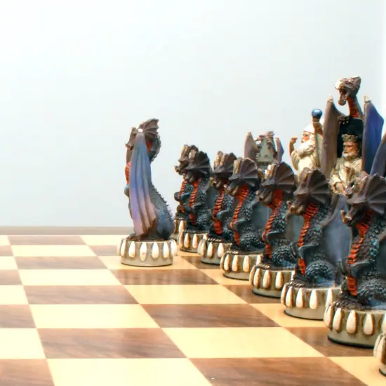 WE Games Handpainted Dragon Chess Set, Walnut Root Board 21 in, 4.5 in King {2}