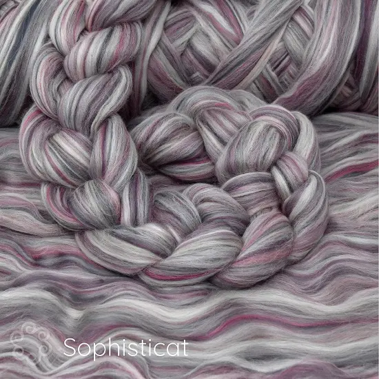 100% Superfine Merino Fiber: Winner's Circle. Soft Combed Top Roving Color Blend for Spinning, Felting, Weaving Sophisticat {3}