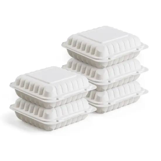Northlight 150-Count Single Compartment Hinged White Meal Prep/Take Out Containers - 9" {4}