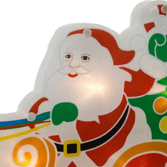 Northlight 23" Lighted Santa and Reindeer Christmas Window Silhouette Red {4}