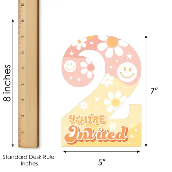 Big Dot of Happiness Two Groovy - Shaped Fill-In Invitations - Boho Hippie Second Birthday Party Invitation Cards with Envelopes - Set of 12 {7}