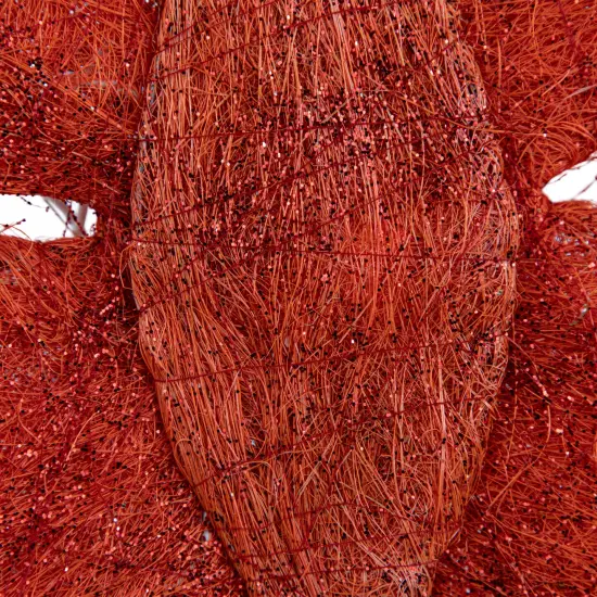 Northlight Lighted Sparkling Sisal Outdoor Christmas Double Bow - 23" - Red - Clear Lights {6}