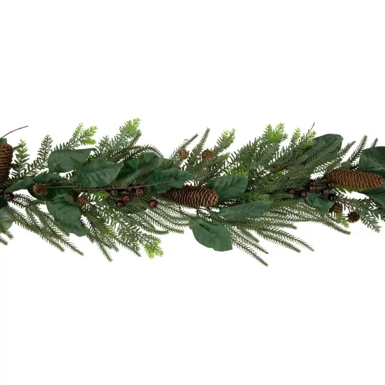 Northlight 6' Mixed Foliage with Pine Cones and Berries Christmas Garland, Unlit Green {7}