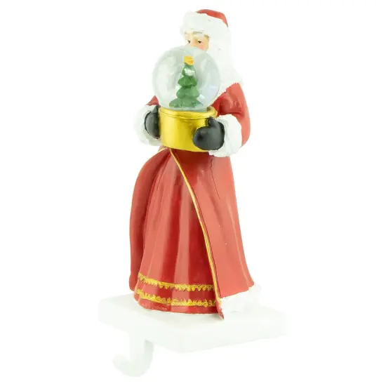Northlight 9" Old-World Santa with Snow Globe Christmas Stocking Holder Red {4}