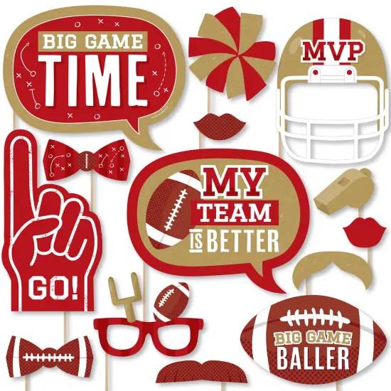 Big Dot of Happiness The Big Game - Red and Gold - Football Party Photo Booth Props Kit - 20 Count {1}