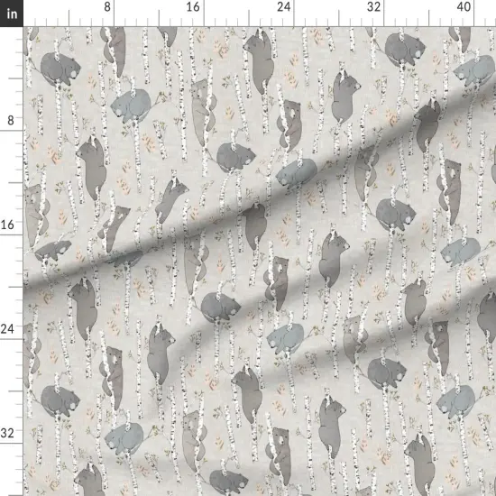 Various Fabrics by the Yard or Fat Quarter Baby Bear Woodland Forest Neutral Earth Tone Whimsical Bears Custom Printed Fabric by Spoonflower {1}