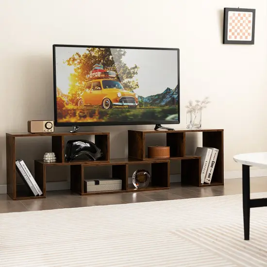 3 Pieces Console TV Stand for TVs up to 65 Inch with Shelves Brown {2}