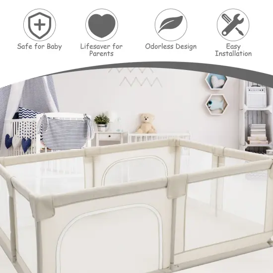 Baby Playpen Kids Activity Center Safety Play White {3}