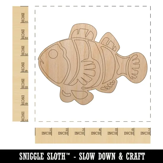 Striped Clownfish Unfinished Wood Shape Piece Cutout for DIY Craft Projects {1}