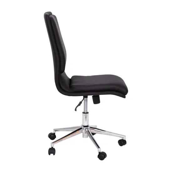 Merrick Lane Artemis Mid-Back Armless Home Office Chair with Height Adjustable Swivel Seat and Five Star Chrome Base Black {5}