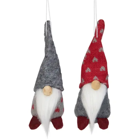 Northlight Santa Gnomes Christmas Ornaments - 4.25" - Gray and Red - Set of 2 {1}