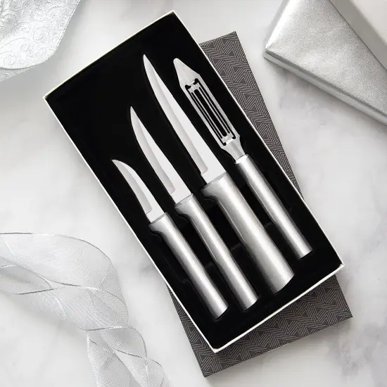 Rada Kitchen Knives Boxed Set, 4 Pc Meal Prep Gift Set, Veggie Peeler and Granny, Heavy Duty, and Super Paring Knives {7}