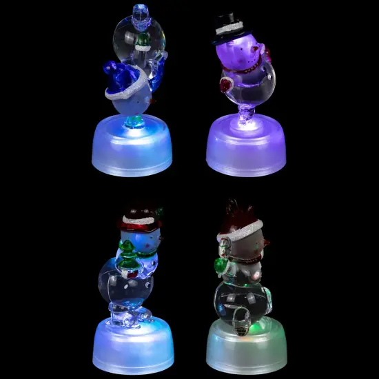 Northlight LED Lighted Color Changing Snowmen Acrylic Christmas Decorations - 4.25" - Set of 4 Clear {7}