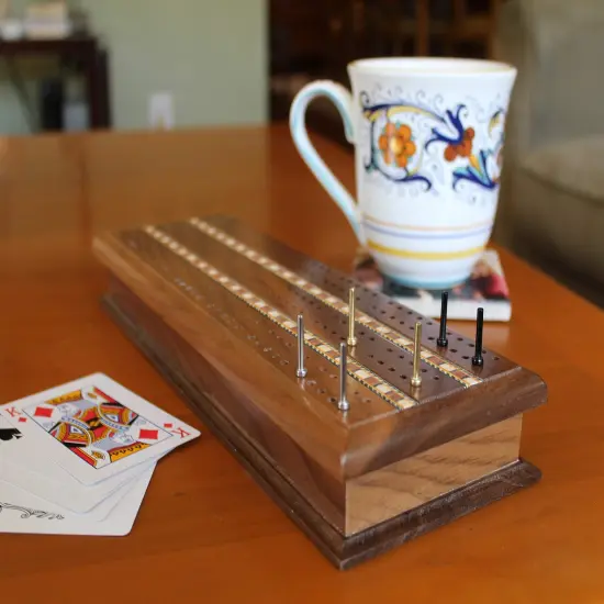 WE Games Standard Metal Cribbage Pegs with Velvet Pouch - Set of 9 (Brass, Silver & Black) {3}