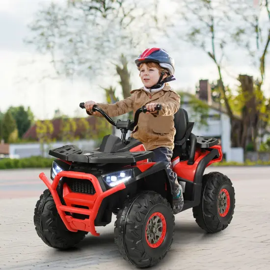 12 V Kids Electric Four Wheeler with 2 Powerful Drive Motors and Wear-Resistant Wheels Red {2}
