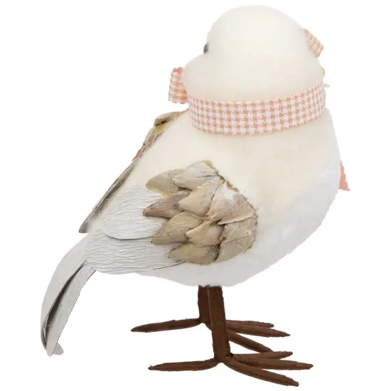 Northlight Plush Bird with Gingham Bow Easter Figurine - 7" - Beige {6}