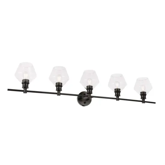 Gene 5 light Black and Clear glass Wall sconce {4}