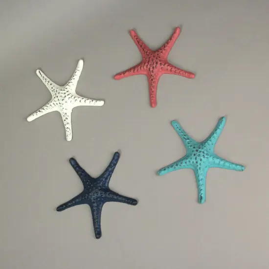 Set of 4 Cast Iron Starfish Home Decor Sea Sculpture Coastal Table Decorations {4}