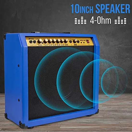 LyxPro Electric Guitar Amp, 60 Watt Portable Amplifier Blue {2}