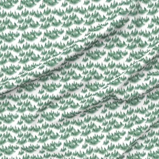 Various Fabrics by the Yard or Fat Quarter Woodland Pine Conifers Green White Pacific Northwest Forest Fog Mist Custom Printed Fabric by Spoonflower {6}