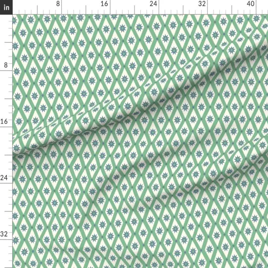 Various Fabrics by the Yard or Fat Quarter Vintage Green Diamond Plaid Retro Blue Geometric Mod Custom Printed Fabric by Spoonflower {1}