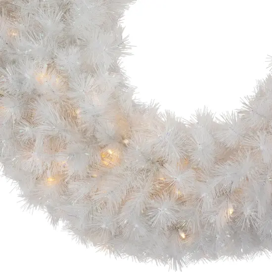 Northlight Pre-Lit White Alaskan Pine Artificial Christmas Wreath - 36" - Warm White LED Lights {4}