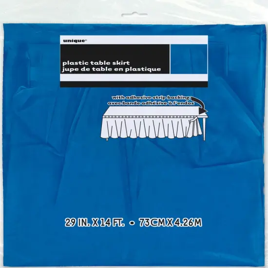Royal Blue Solid Plastic Table Skirt, 29"x14ft, 1ct {2}