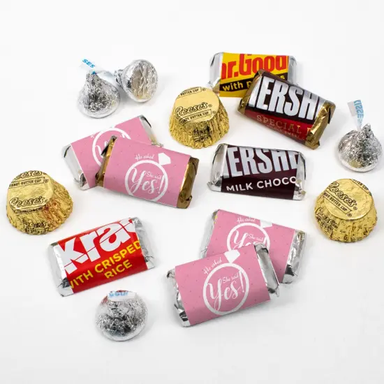 105 pcs Bridal Shower Candy Hershey's Chocolate Mix (1.75 lb) - Pink - By Just Candy {1}
