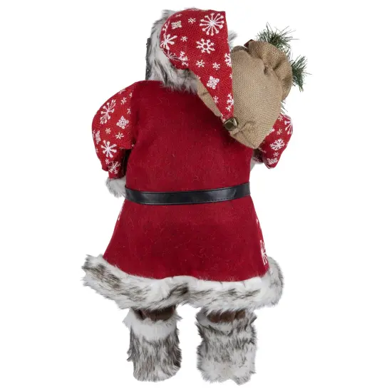 Northlight 24" Snowflake Santa Claus with Staff and Mittens Christmas Figure Red {6}