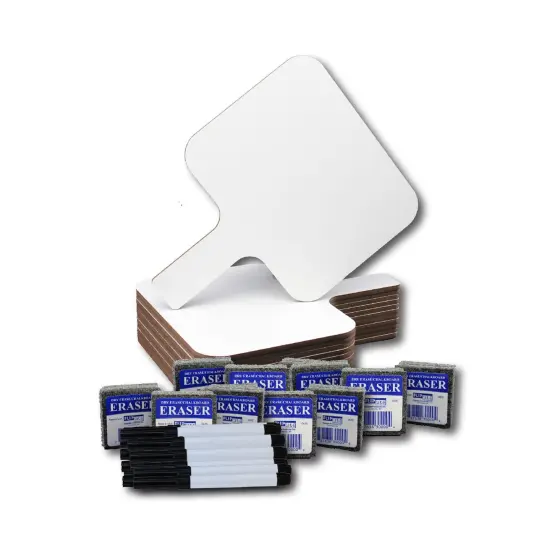 Rectangular Dry Erase 8" x 9.75" Answer Paddle + Pen + Eraser Set, 12 Sets {1}