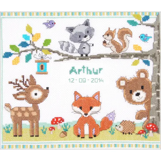 Vervaco Counted Cross Stitch Kit 11.25"X9.5"-Forest Animals Record On Aida {2}