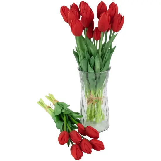 Northlight Real Touch&trade; Red Artificial Tulip Floral Bundles, Set of 6 - 18" {5}