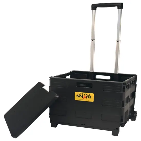 School Smart Folding Storage Cart on Wheels, Medium, 13-7/8 x 11 x 12 Inches, Black {6}