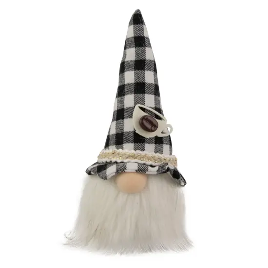 Northlight 8.25" Black and White Buffalo Plaid Coffee Gnome {1}