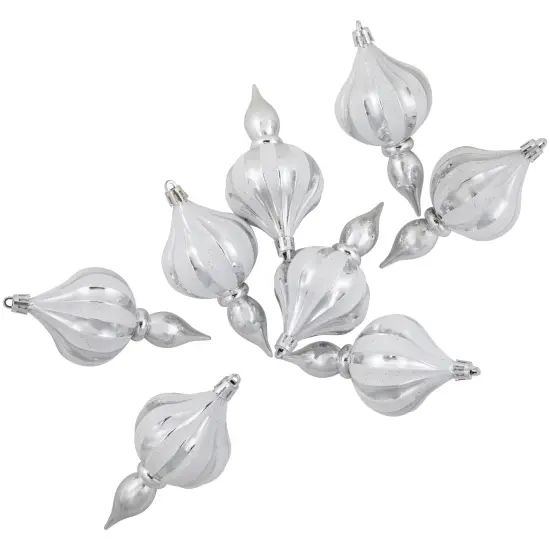Northlight 8ct Silver Shatterproof Finial Christmas Ornaments, 4.75" {6}