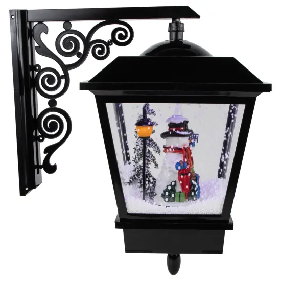 Northlight 17.75" Lighted and Musical Wall Mounted Snowing Christmas Street Lamp Black {1}