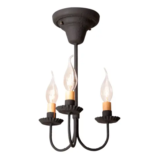 Irvin's Country Tinware 3-Arm Westford Ceiling Light in Textured Black {1}