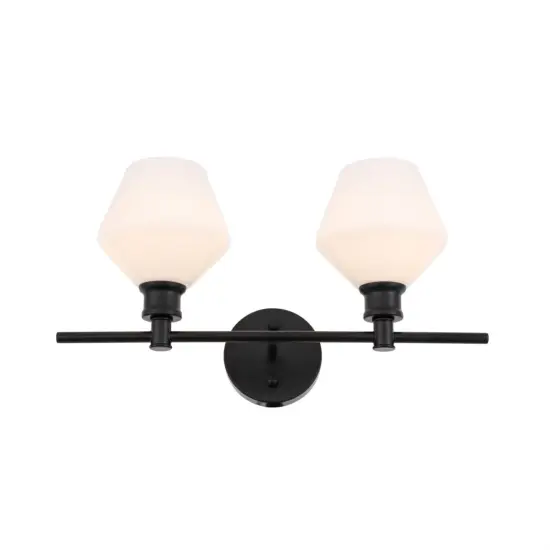 Gene 2 light Black and Frosted white glass Wall sconce {4}