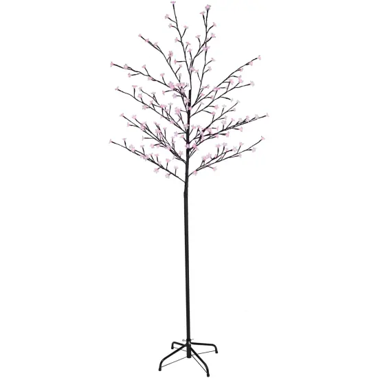 Northlight Pre-Lit Sakura Cherry Blossom Flower Artificial Tree - 6' - Pink LED Lights Black {3}