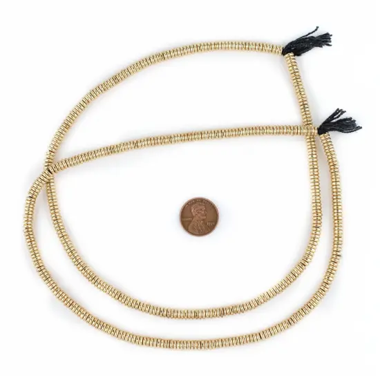 The Bead Chest Smooth Gold Heishi Beads 5mm Brass Large Hole 16 Inch Strand {2}