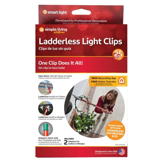 Simple Living Set of 25 Ladderless Gutter and Shingle Christmas Light Clips - 3.75" Clear {5}