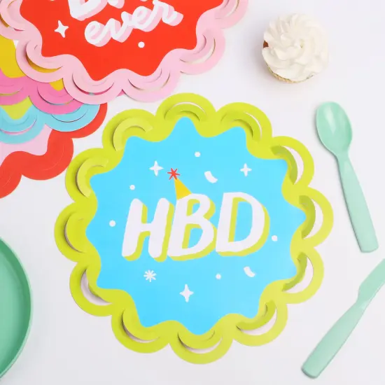 Big Dot of Happiness Party Time - Happy Birthday Party Round Table Decorations - Paper Chargers - Place Setting For 12 {1}