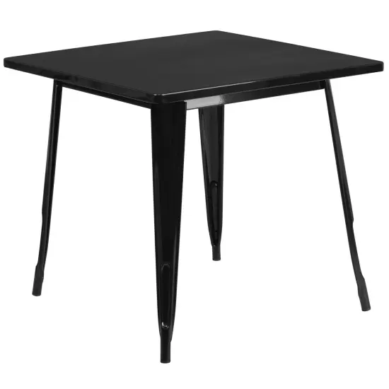 Merrick Lane Nash 31.5" Square Metal Table for Indoor and Outdoor Use Black {2}