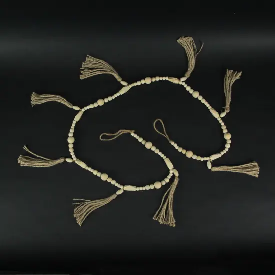 Bohemian Style Wooden Bead and Jute Rope Tassel Hanging Garland Boho {5}